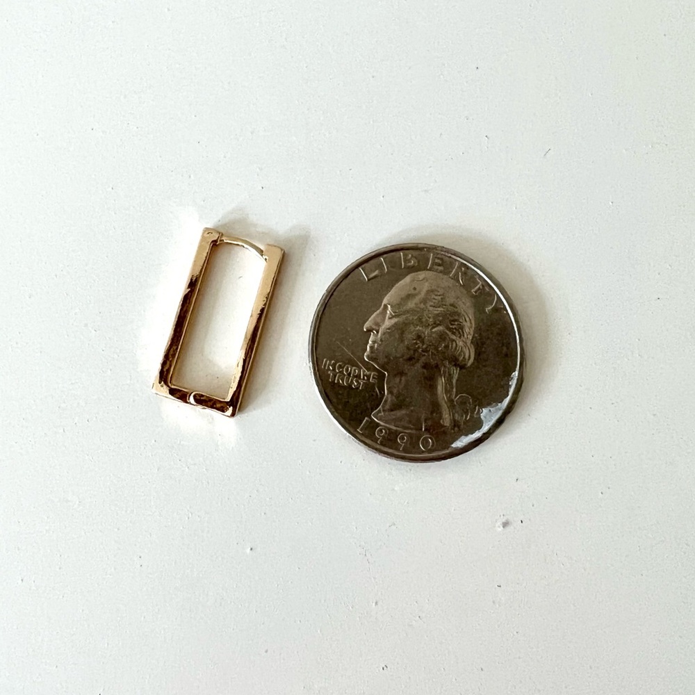 Rectangle Gold Minimalist Hoop Earrings Dainty Style - Picture 3 of 3
